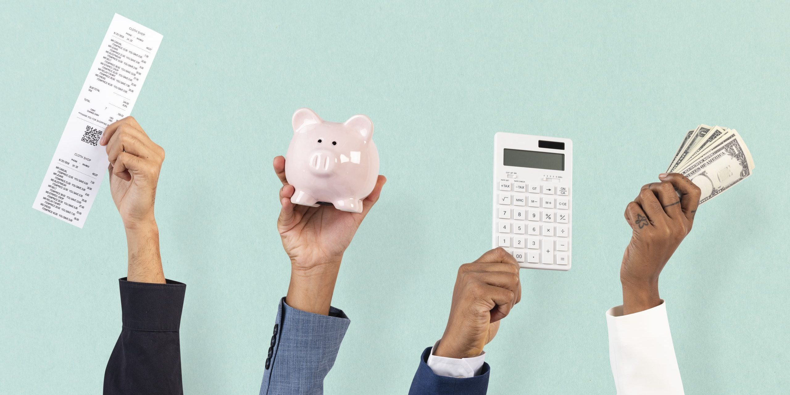 Shopping and budgeting financial concept