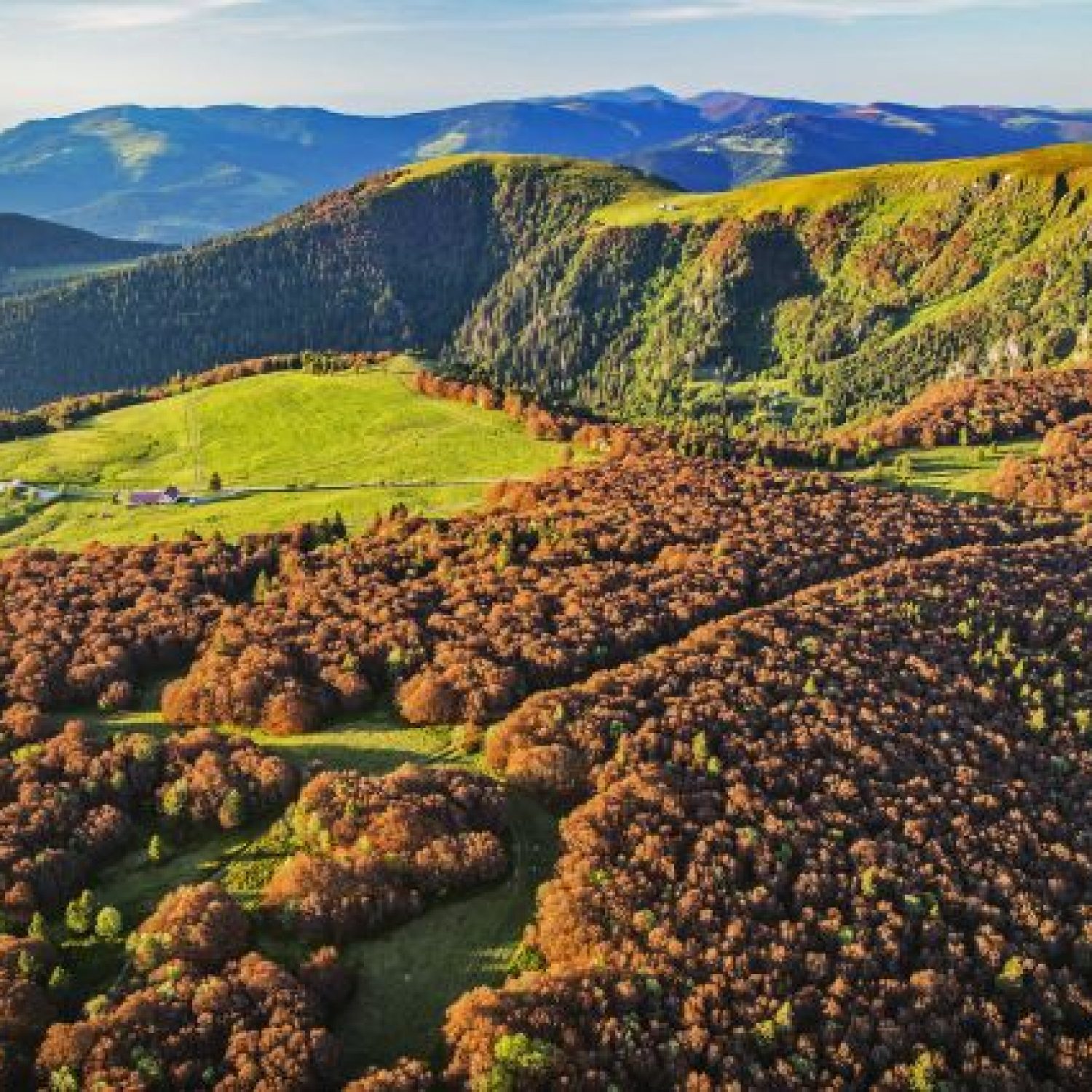 France, Haut-Rhin (68), hautes Vosges près du Hohneck, ferme-auberge des Trois Fours (vue aérienne)
