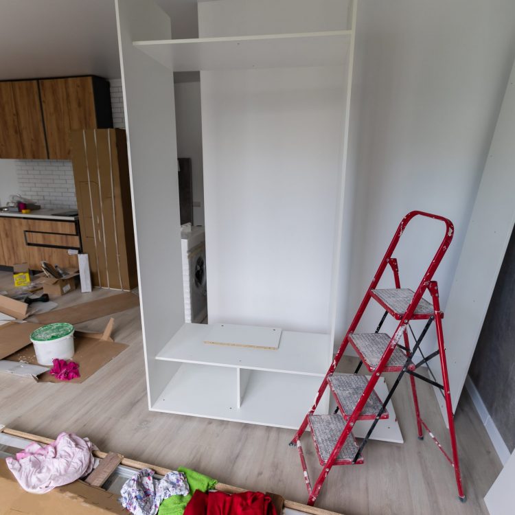 Details new home installing construction building industry interior remodel modern kitchen interior cabinet