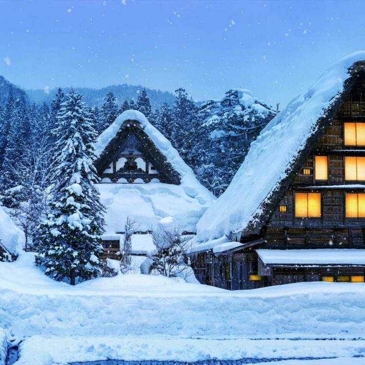 Shirakawa-go village in winter, UNESCO world heritage sites, Japan.